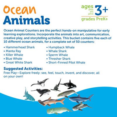 Learning Resources Ocean Animals, Assorted Colors, 50/Set (LER0799)