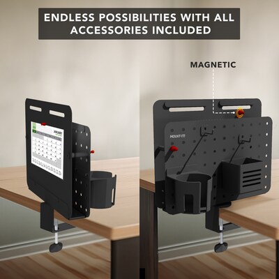 Mount-It! 360° Rotating Pegboard and Document Organizer with Accessories for Desks, Black (MI-7301BLK)