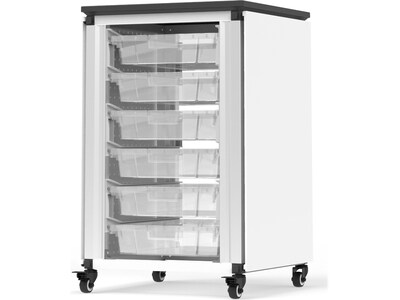 Luxor Mobile 6-Section Modular Classroom Storage Cabinet, 28.75H x 18.2W x 18.2D, White (MBS-STR-