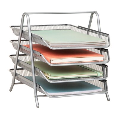 Mind Reader Metal Mesh Front Loading Letter Tray, Letter/Legal Size, Silver (4TPAPER-SIL)