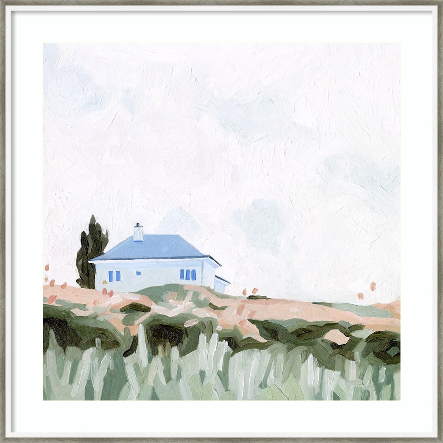Amanti Art House on a Hill II by Emma Scarvey Wood Framed Wall Art Print, 33 x 33 (A42675543143)