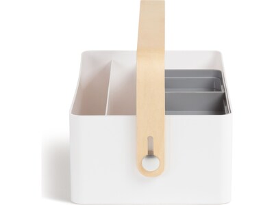 U Brands Mod Caddy 4-Compartment Plastic Desk Storage, White, 2 Pieces (5387U00-01)