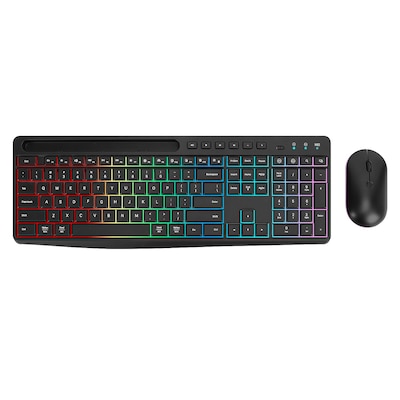 SaharaCase Wireless Ergonomic Gaming Keyboard and Laser Mouse Combo, Black (KB19)