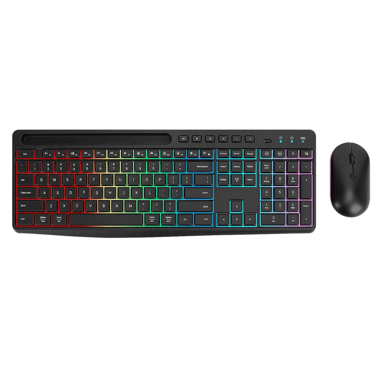 SaharaCase Wireless Ergonomic Gaming Keyboard and Laser Mouse Combo, Black (KB19)