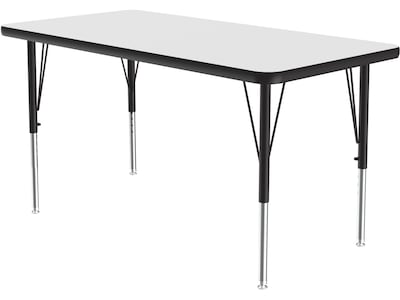 Correll Rectangular Activity Table, 48 x 24, Height-Adjustable, Frosty White/Black (A2448DE-REC-80