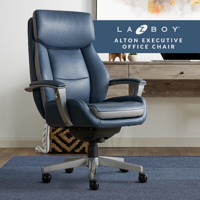 La-Z-Boy Alton Ergonomic Bonded Leather Swivel Executive Chair, Blue (60029-DS)