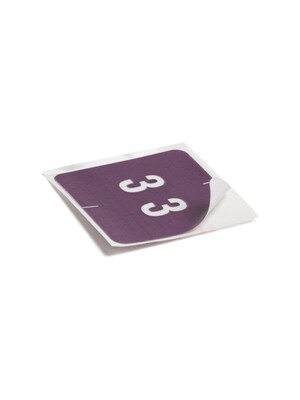 Smead DCC Color-Coded Numeric Label, 3, Label Roll, Purple, 250 labels per Roll (67423)