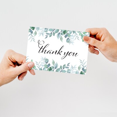 Great Papers Elegant Eucalyptus General Use Thank You Notecard Kits, Multicolored, 24/Pack (2025032)