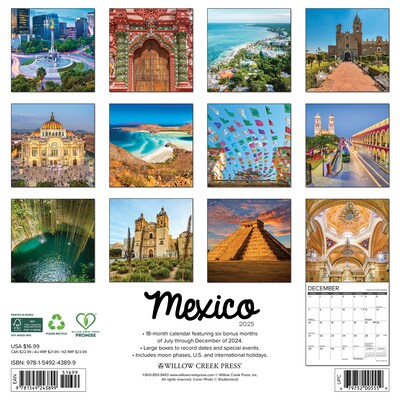 2025 Willow Creek Mexico 12 x 12 Monthly Wall Calendar (43899)