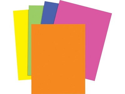 Staples Brights Multipurpose Colored Paper, 24 lbs., 8.5 x 11, Assorted Neon, 500/Ream (20201)