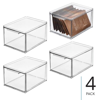 iDESIGN Stackable Storage Drawer, Plastic, Clear, 4/Pack (29203M4)