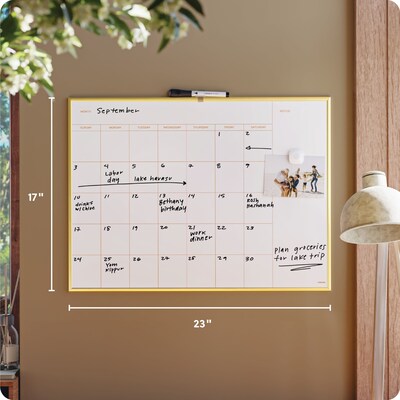 U Brands Magnetic Painted Steel Dry-Erase Calendar Whiteboard, Aluminum Frame, 17 x 23 (7079U00-01)