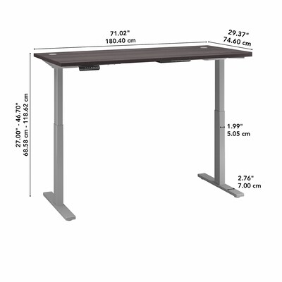 Bush Business Furniture Move 60 Series 27''-47'' Adjustable Standing Desk, Storm Gray (M6S7230SGSK)