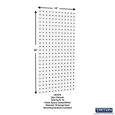 Triton Products LocBoard Kit, (2) 18" x 36" x 9/16" Steel Square Hole Pegboards, 28 Hooks and 2 Bins (LB18-CK)