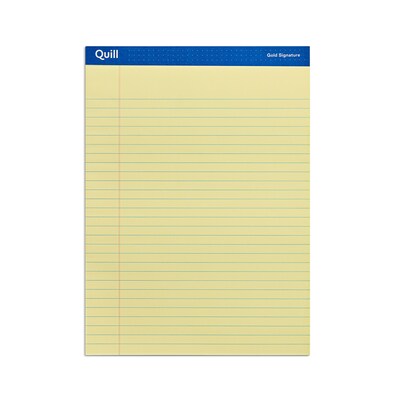 Quill Brand® Gold Signature Premium Series Legal Pad, 8-1/2" x 11", Wide Ruled, Yellow, 50 Sheets/Pad, 12 Pads/Pack (742270)