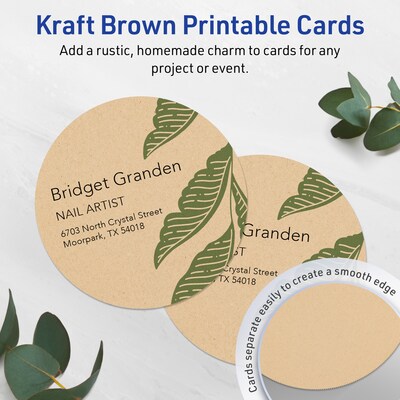 Avery Matte General Use Blank Cards, Kraft Brown, 60/Pack (95333)