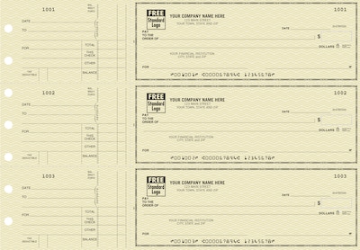 Custom 3-On-A-Page Business Size Checks, Side-Tear Voucher, Standard Color, 1 Ply, 1 Color Printing, 8.25" x 3", 250/Pk
