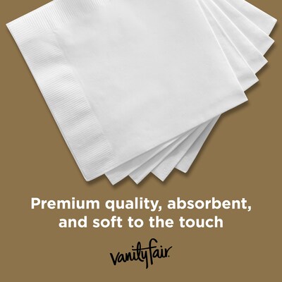 Vanity Fair Entertain Beverage Beverage Napkin, 2-ply, White, 40 Napkins/Pack, 12/Carton (35134)