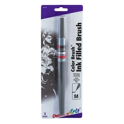 Pentel Arts Color Brush with Pigment Ink, Medium Tip, Gray, 3/Pack (PTAGFPBP137-3)