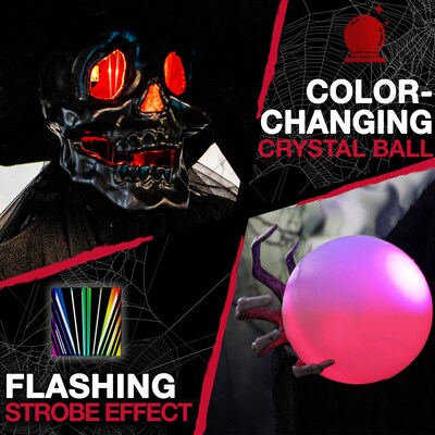 Haunted Hill Farm Life-Size Poseable Phantom Witch with Crystal Ball (HHWITCH-2FL)