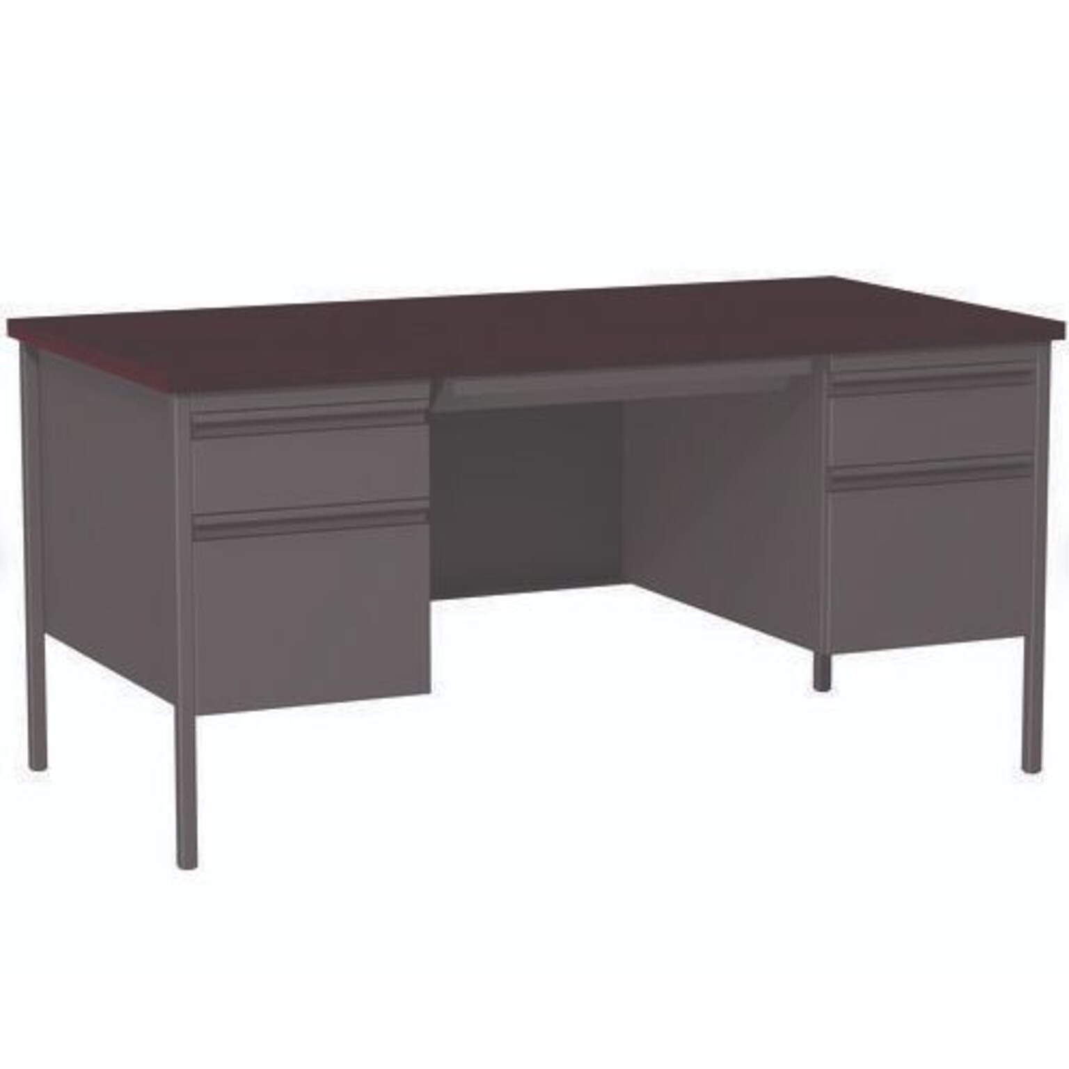 Alera 60W Double Pedestal Desk, Mahogany/Charcoal (ALEHSD6030CM)