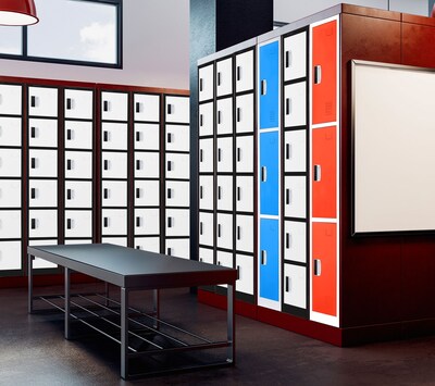 AdirOffice 72"H 6-Tier Black/White Storage Locker (ADI629-206-B-W-DL)