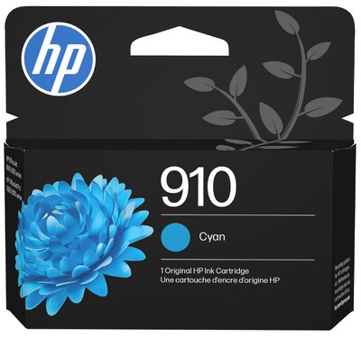 HP 910 Cyan Standard Yield Ink Cartridge, Prints Up to 315 Pages (3YL58AN#140)
