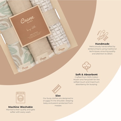 Crane Baby Cove Baby Burp Cloth Set, 3-Piece, Beach Life (BC-160BCS-1)