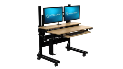 VersaDesk Foundry Bench 48W Electric Rectangular Adjustable Standing Desk, Bamboo/Black (FB4830-BNB-APP)