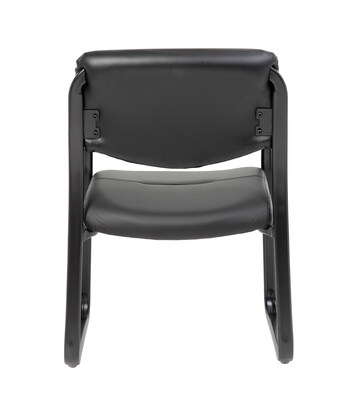 Boss Leather Sled Base Side Chair, Black (B9529)