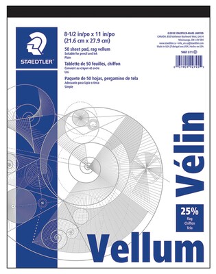 Staedtler Vellum Tracing Paper, 8.5 x 11, White, 50 Sheets (946T 811 O2)