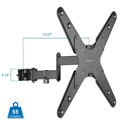 Mount-It! Full Motion TV Pole Mount for 32" to 55" TVs, Holds up to 55 lbs. Max., Black (MI-391XL)