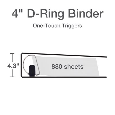 Cardinal Premier Heavy Duty 4 3-Ring View Binders, D-Ring, White (10340CB)