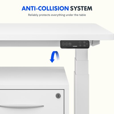 FlexiSpot E7 Commercial 55''W Electric Rectangular Adjustable Standing Desk, White (E7WCOM5528-W)