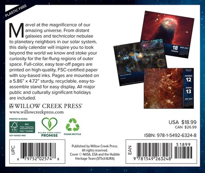 2027 Willow Creek Astronomy 6.2 x 5.4 Daily Day-to-Day Calendar, Assorted Colors (63248)