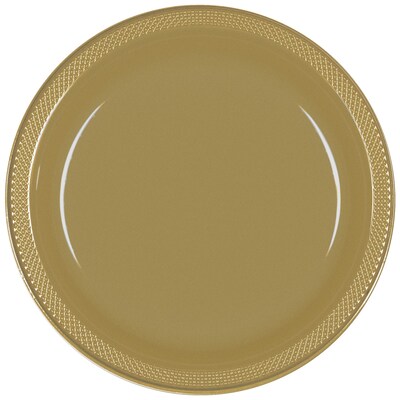 Party City 10.25 Plastic Plates, Gold, 20 Plates/Pack (AM43015-19-ST)