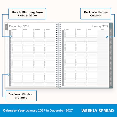 2027 Blue Sky 8.5 x 11 Weekly & Monthly Planner, Gray (161003)