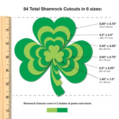 FreshCut Crafts Punch Out Paper Cutouts, Spring Holiday Shapes, Valentine Hearts, Shamrocks, 228 Pieces (FCC850054391278)