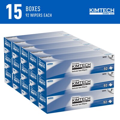 Kimtech Science Kimwipes Delicate Task Fabric Cleaning Wipers, White, 92 Wipers/Box, 15/Carton (3472