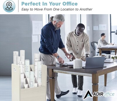 AdirOffice 20-Slot Mobile Roll File, Lockable, 24.75"H x 15.25"W x 13.25"D, White (624-WHI-KIT1)