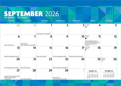 2026 Plato Large Print 15.5" x 11" Monthly Desk Pad Calendar (9798330707089)