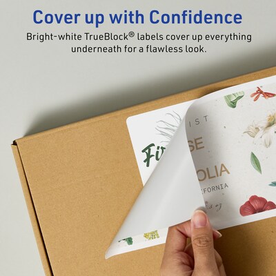 Avery TrueBlock Laser/Inkjet Rectangle Multipurpose Labels, 5" x 8-1/8", White, 100/Box (94259)