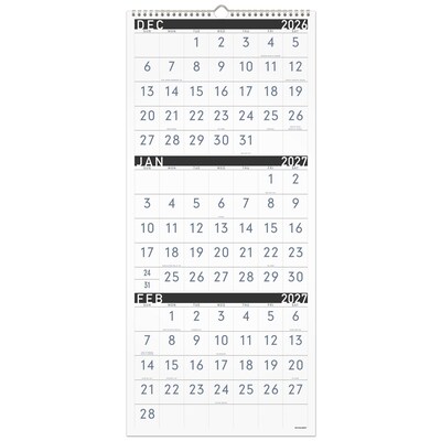2027 AT-A-GLANCE Contemporary 12 x 27 Three-Month Wall Calendar, White/Black (PM11X-28-27)