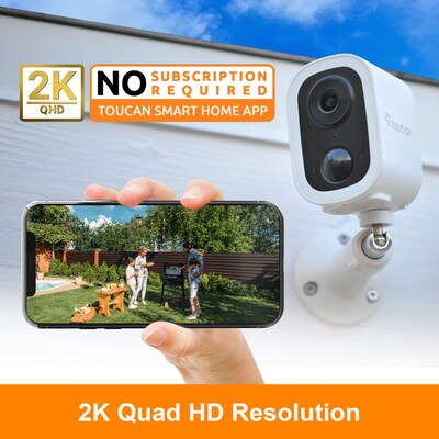 Toucan S4 Wireless Outdoor Smart Battery Operated Security Camera, Night Vision, White (TWC400S)
