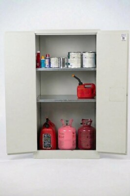 FireKing Flammable Liquids Storage Cabinet, 45 gal, Automatic Close, Platinum (SC45-AC-PL)