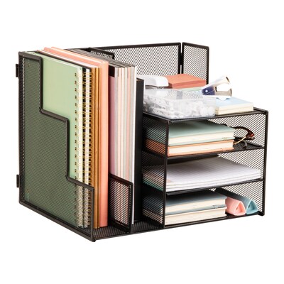 Mind Reader Metal Desk Organizer, Black (FOLDFILE-BLK)
