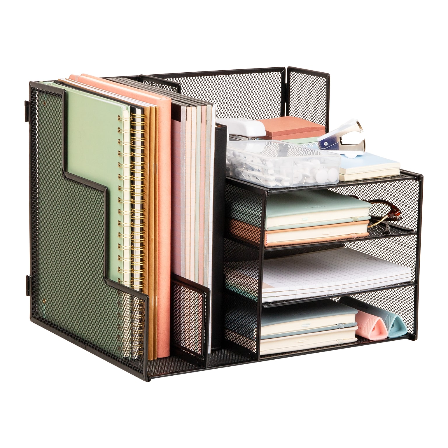 Mind Reader Metal Desk Organizer, Black (FOLDFILE-BLK)
