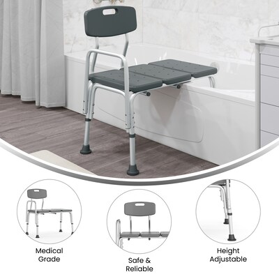 Flash Furniture Adjustable Bath & Shower Transfer Bench, Gray (DCHY3510LGRY)
