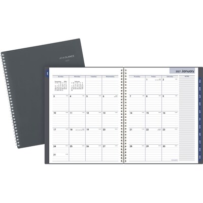 2027 AT-A-GLANCE DayMinder 8.5 x 11 Weekly & Monthly Appointment Book, Plastic Cover, Gray (GC520-07-27)