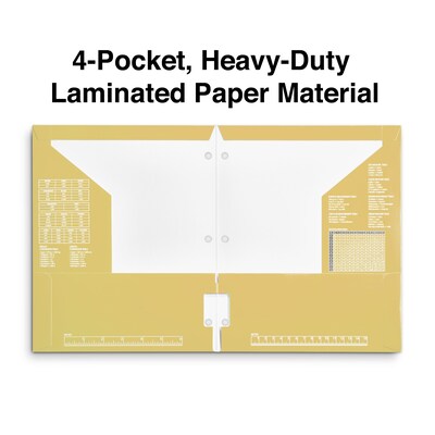 Staples® 4-Pocket 3-Hole Punched Presentation Folder, Yellow (56211-CC)